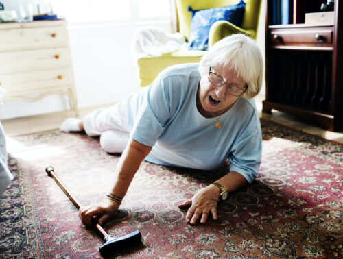 Elderly woman fell on the floor